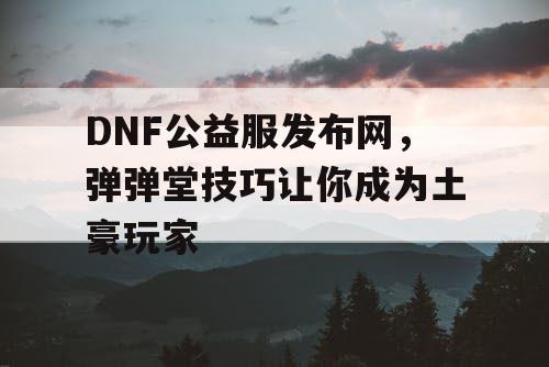 DNF公益服发布网，弹弹堂技巧让你成为土豪玩家