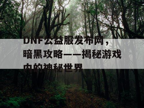 DNF公益服发布网，暗黑攻略——揭秘游戏内的神秘世界