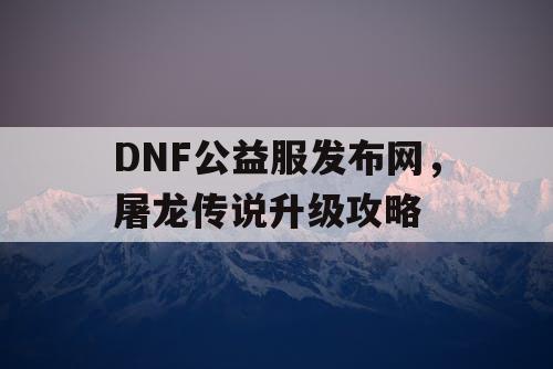 DNF公益服发布网，屠龙传说升级攻略