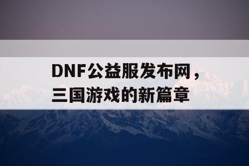 DNF公益服发布网，三国游戏的新篇章