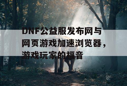 DNF公益服发布网与网页游戏加速浏览器，游戏玩家的福音